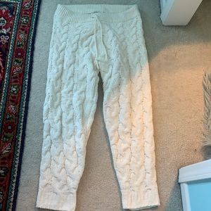 Cable knit drawstring chenille joggers